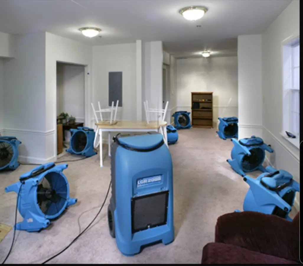 Air movers and dehumidifier setup for Water Damage Restoration in Lake Park